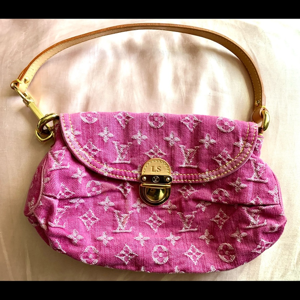 LOUIS VUITTON PINK MONOGRAM MINI DENIM PLEATY BAG